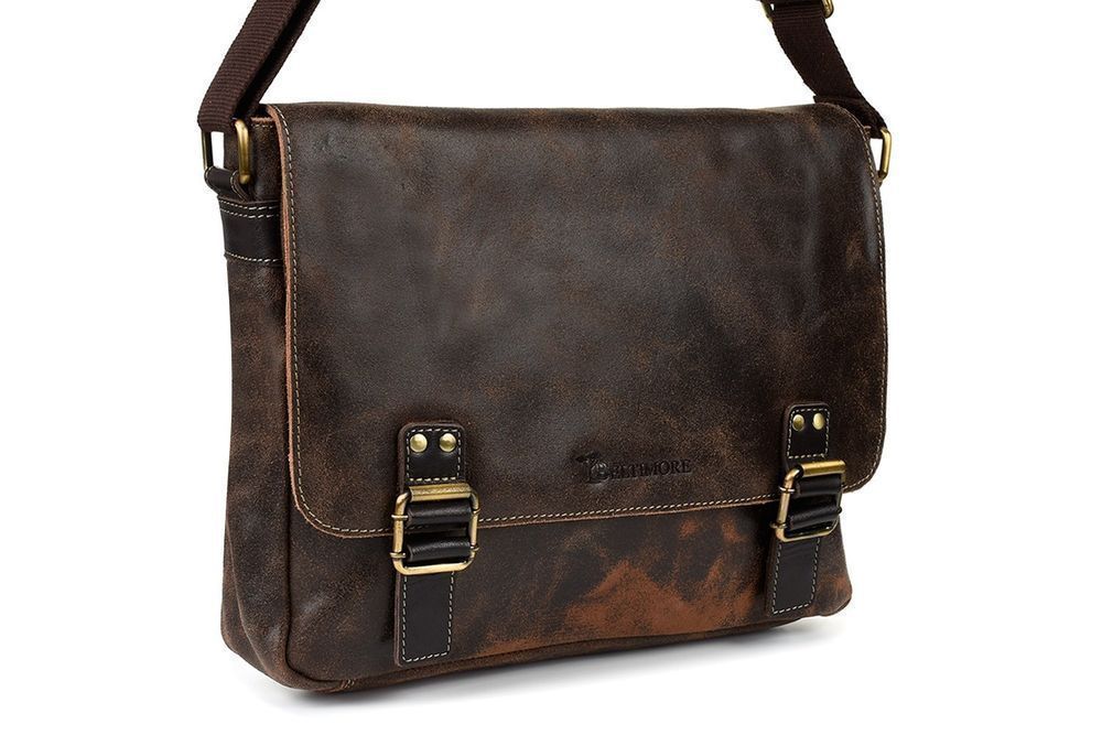Beltimore torba męska na ramię skórzana Duża brązowa M85 premium top