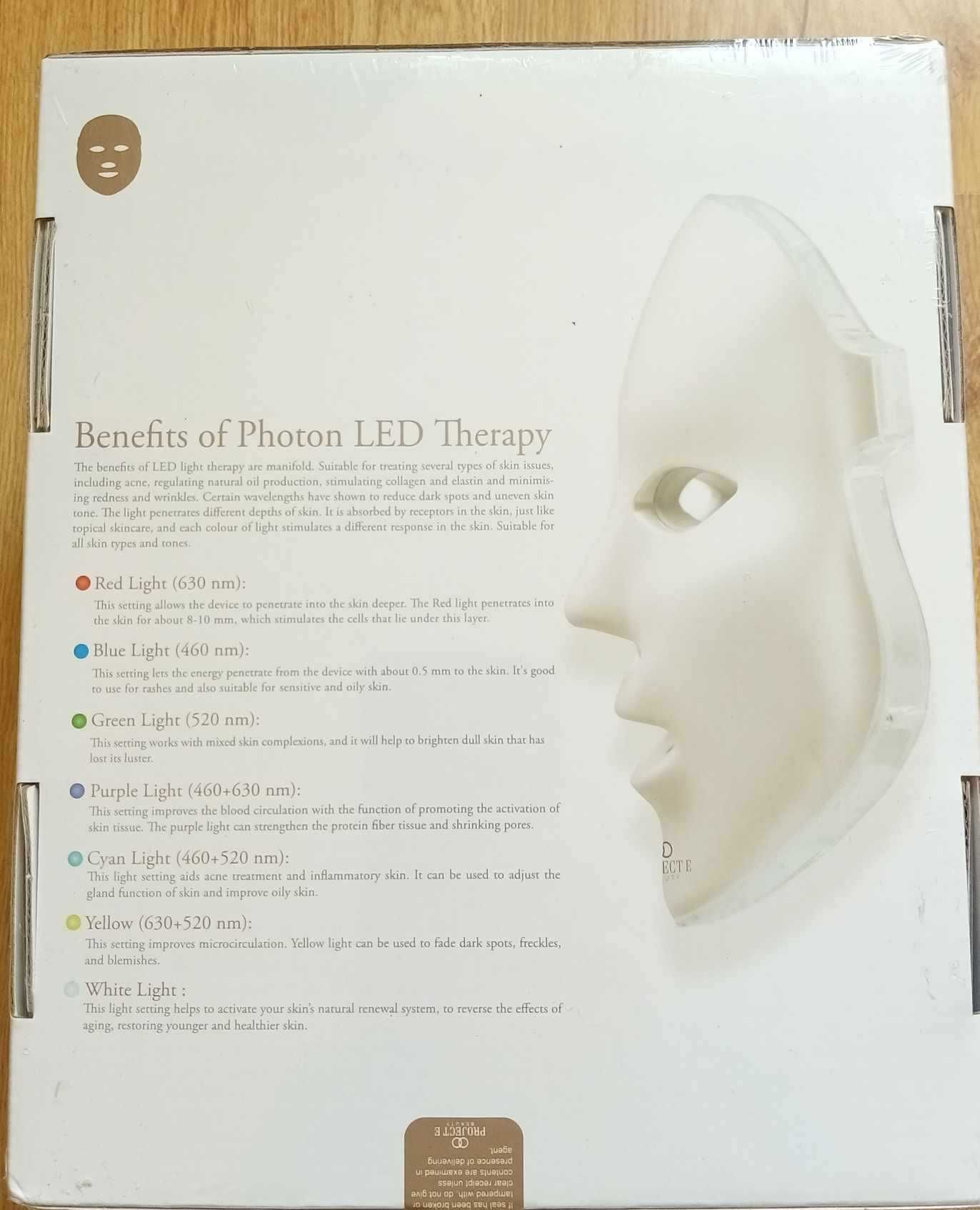 Project E Beauty. Maska LED do terapii fotonowej dla skóry twarzy.