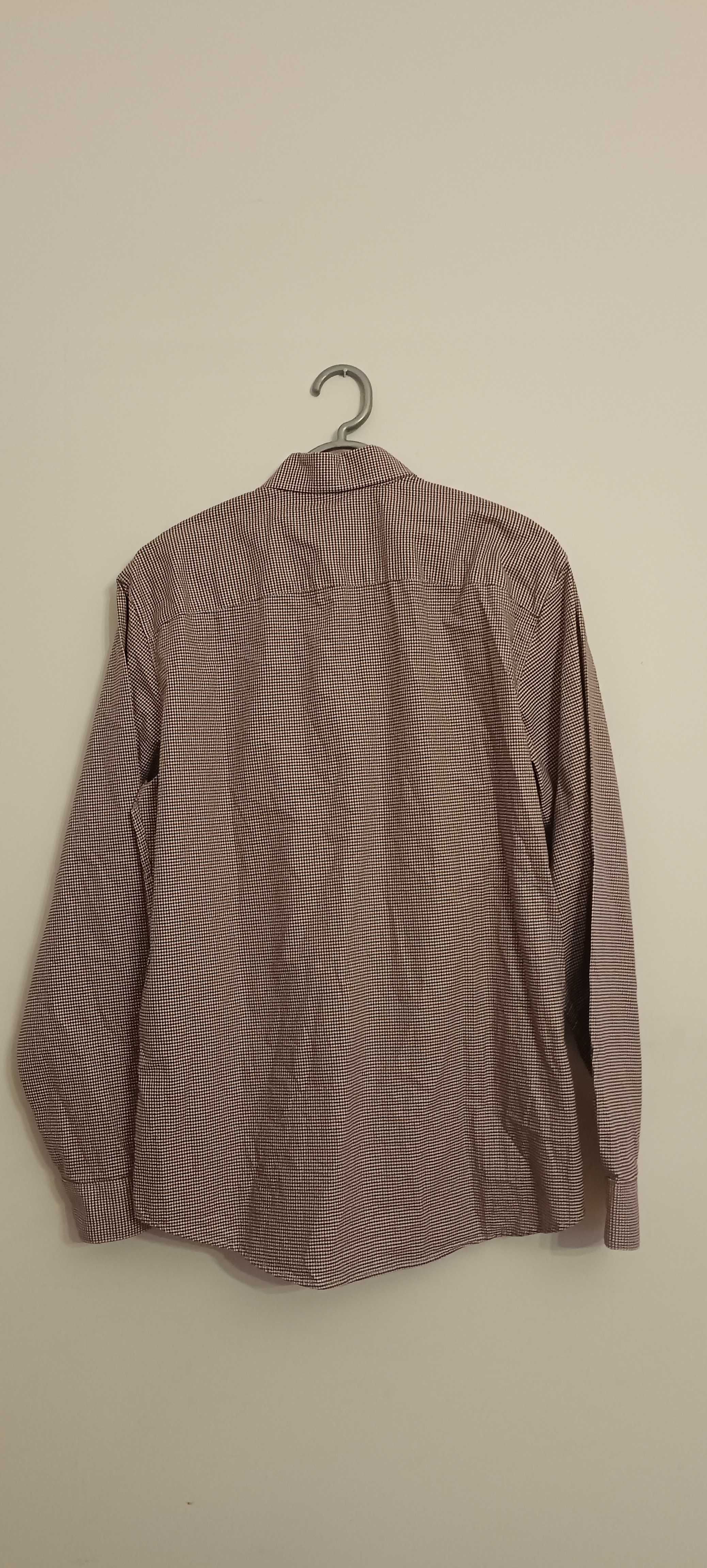 Casualowa koszula w drobną kratkę z długim rękawem XL Slim Fit bawełna