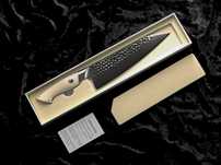 B38H - Stal damasceńska - Chef - Santoku - G10 - Kolor kości słoniowej