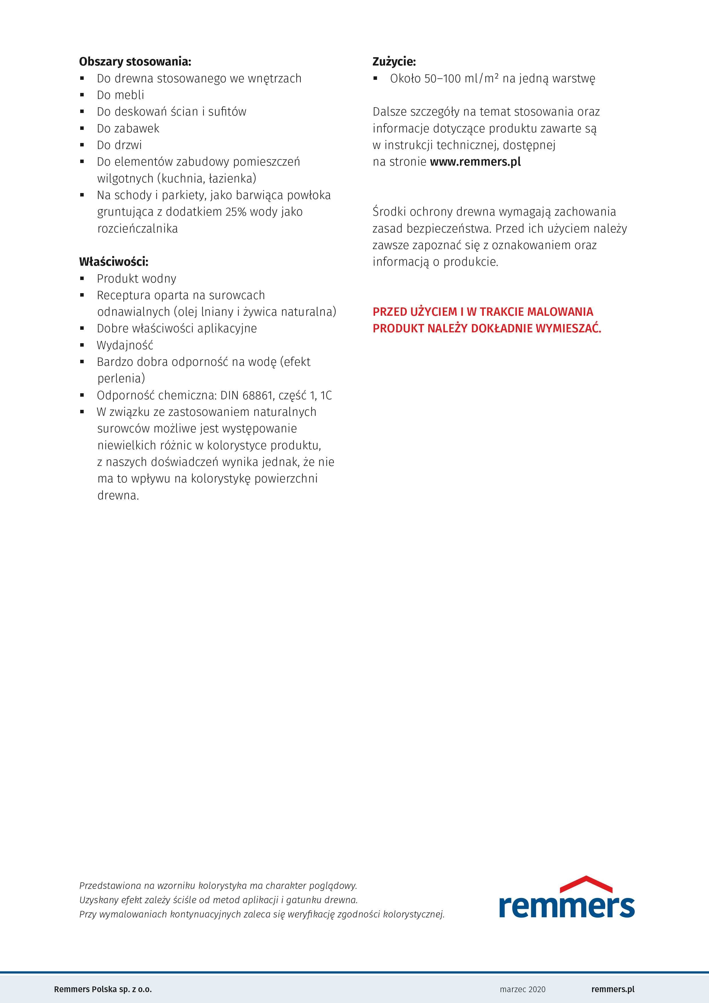 Lazura woskowa do wnętrz Remmers