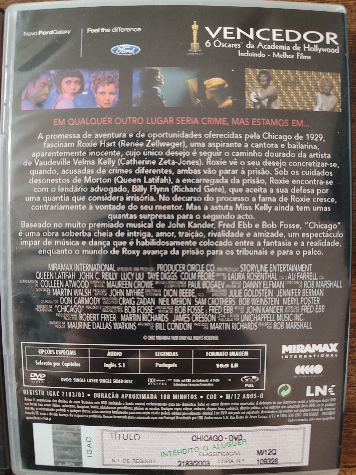 Pack DVDs Musicais Chicago + Nove Originais