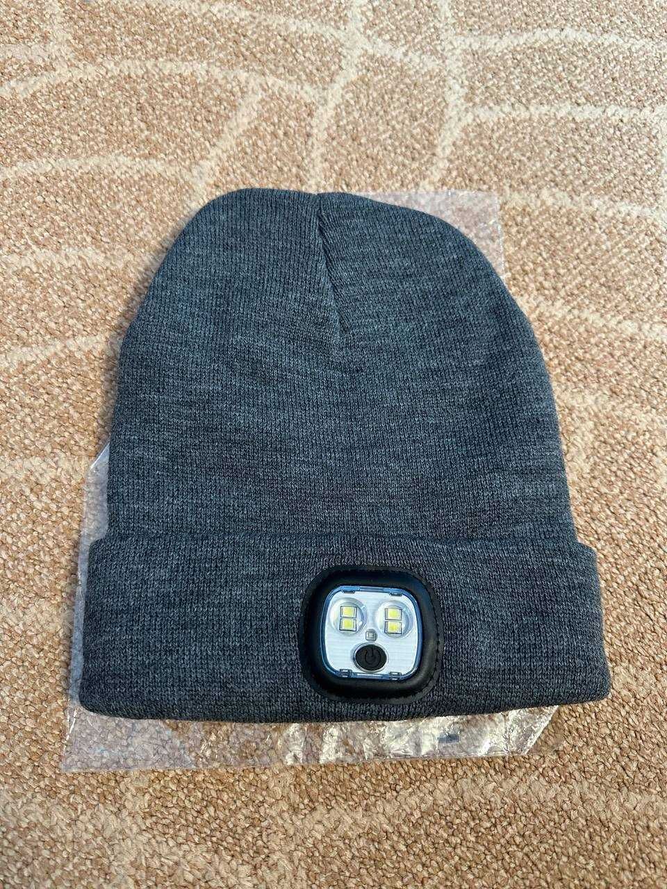 Шапка с фонариком, три режима, USB зарядка. Шапочка з ліхтариком.