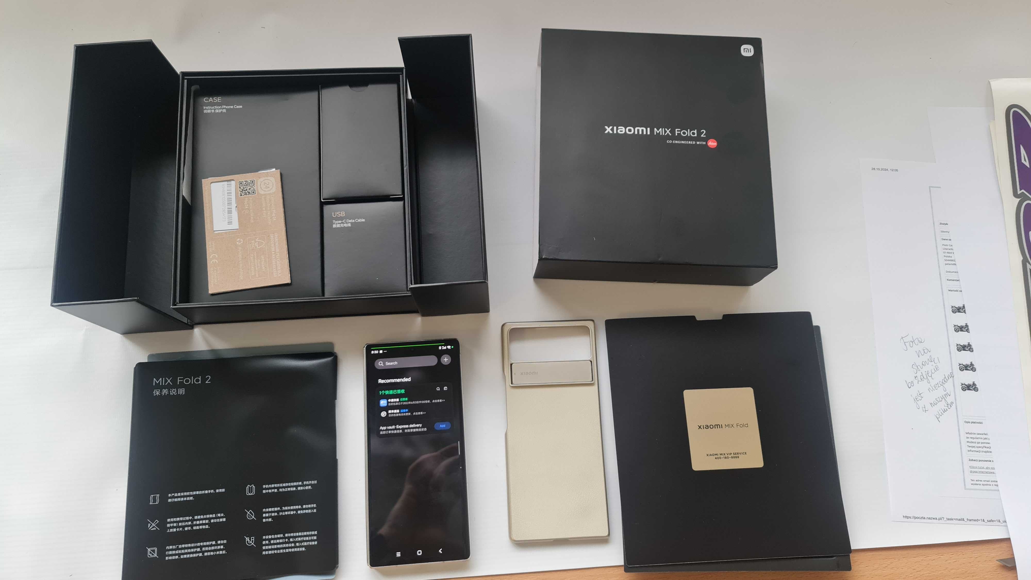 Telefon XIAOMI MIX FOLD 2 - sprawny,uszkodzony wewnętrzny wyświetlacz