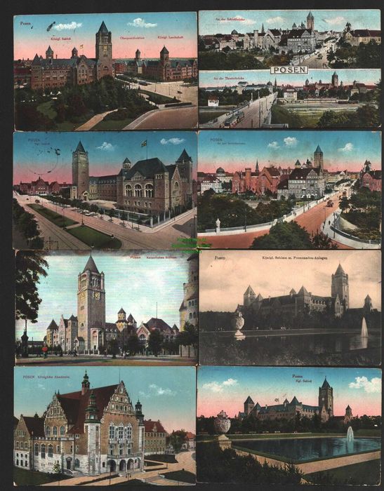 Pocztówka zestaw 8 pocztówek POZNAŃ 1915 i 1916 I wojna światowa