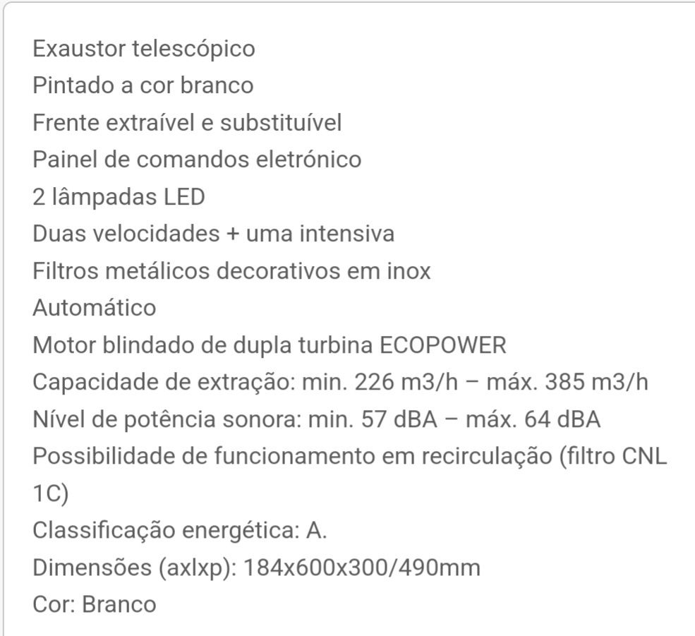 Exaustor Teka cnl 6415 branco 60 cm