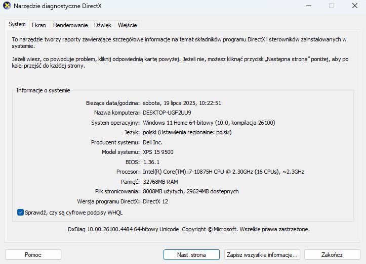 Dell XPS 15 9500 i7 / 32GB / 1TB SSD / GTX 1650 Ti / Stan bdb