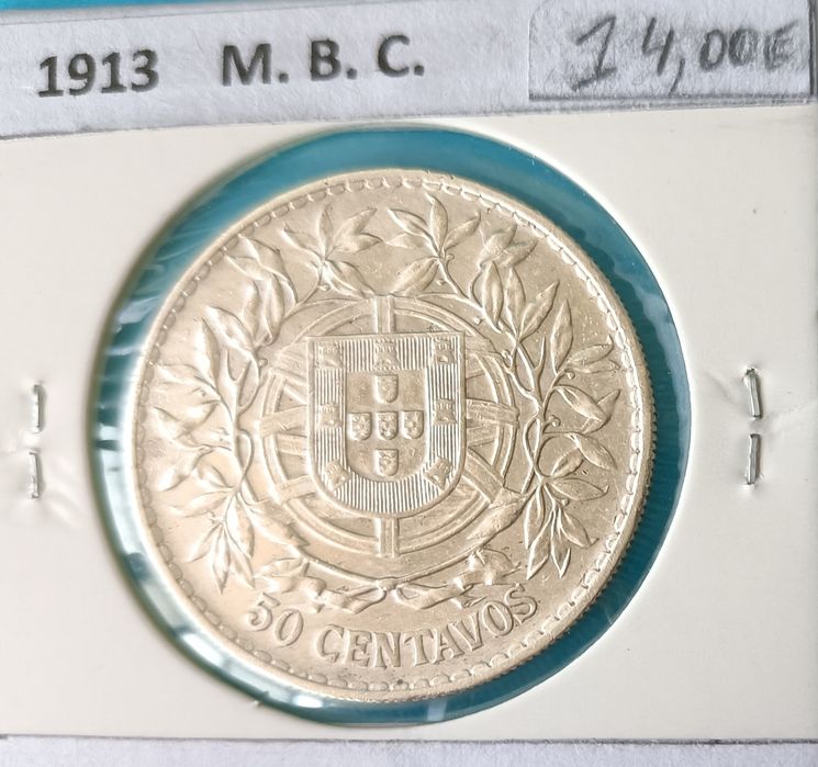 3 Moedas  de 50 centavos da 1⁰ República Portuguesa ( prata )