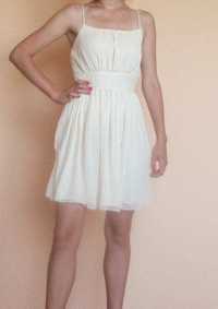 H&M sukienka nude sukienka na ramiączkach sukienka kremowa ecru 34 xs