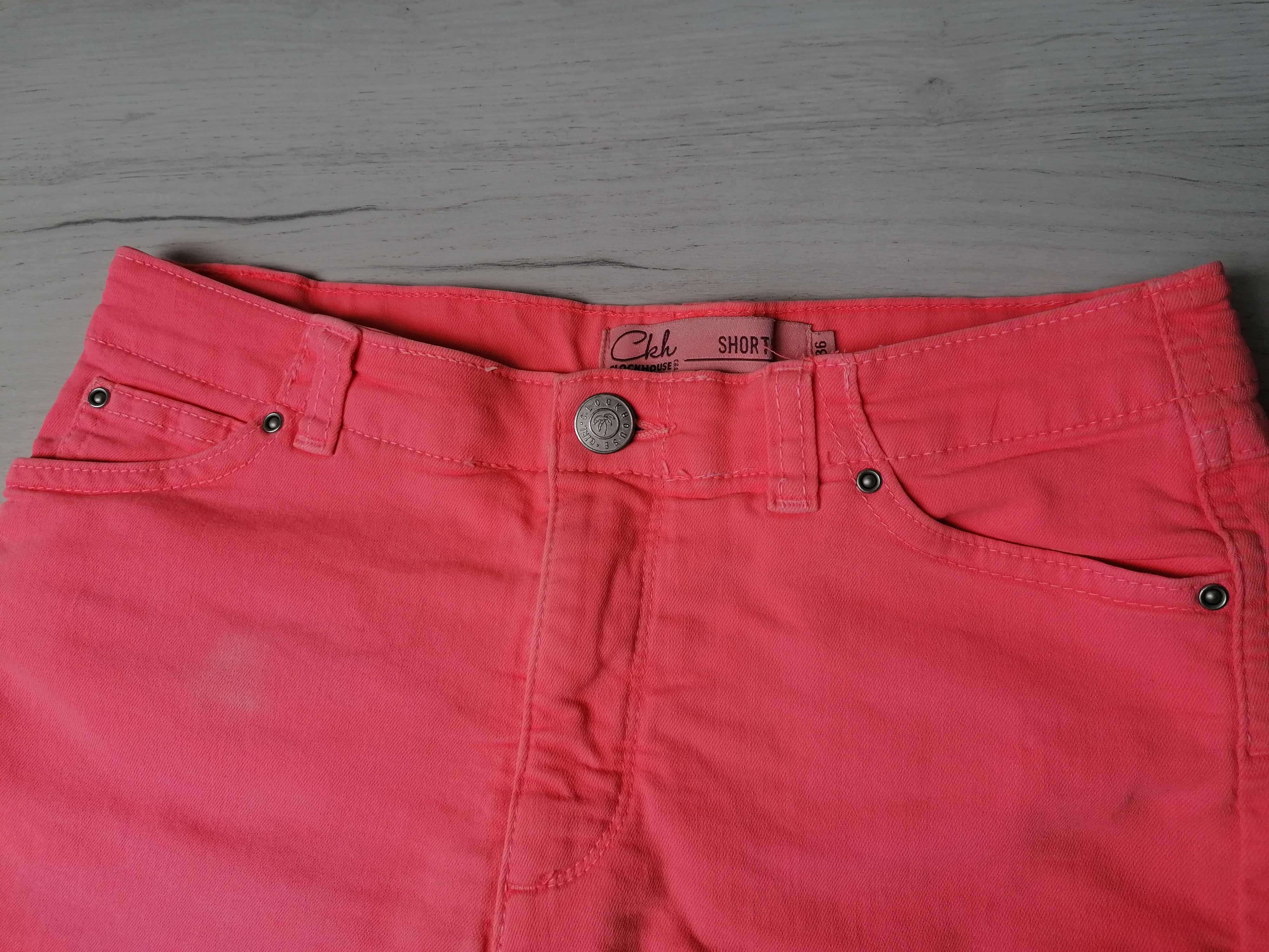 Szorty krótkie spodnie C&A rozmiar S z wysokim stanem pomarańczowe