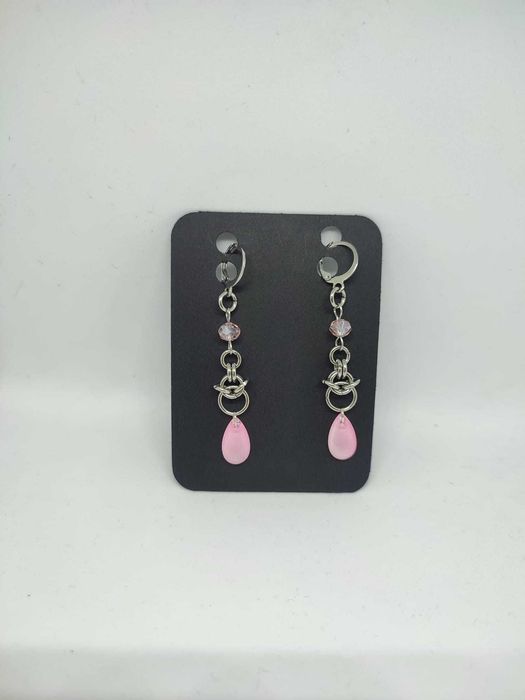 Kolczyki Stal Chirurgincza 304 Szklane koraliki chainmail chainmaille