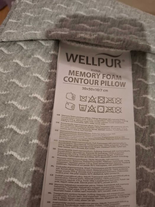 Подушка WELLPUR KVINA серая 30x50x10/7см