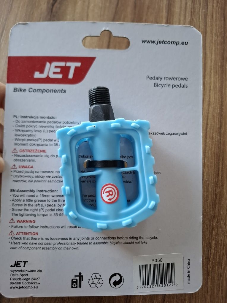 Nowe niebieskie pedały rowerowe dla dziecka dziecięce