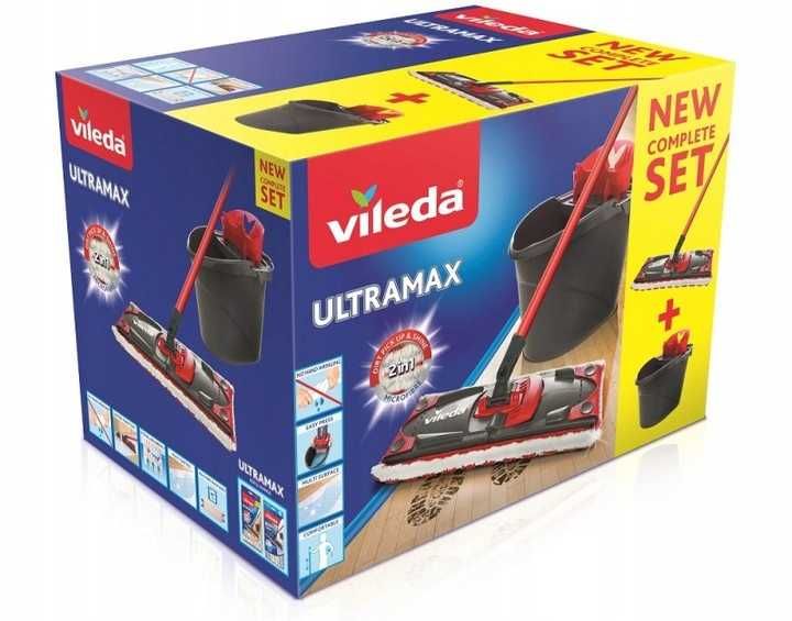 Mop Vileda Ultramax Box + wiadro+wyciskacz Płaski Podłogowy Do podłóg