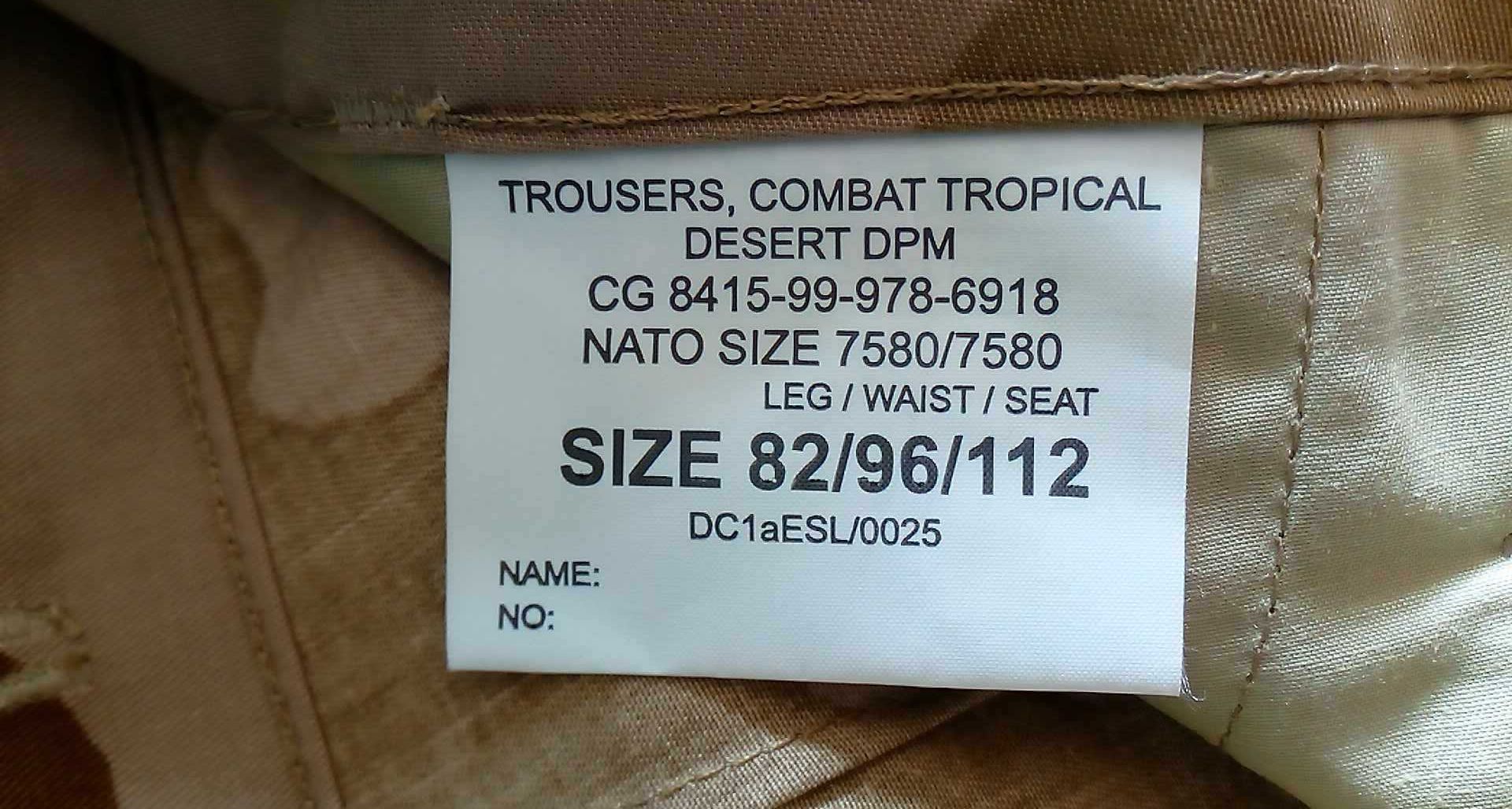 Spodnie Combat Tropical 3C Desert r.82/96/120 nowe / pas 96