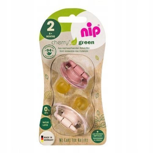 Nip Smoczek 2 "Cherry Green", 6M+, 2 Szt, Latex 2 Odcienie Rózu