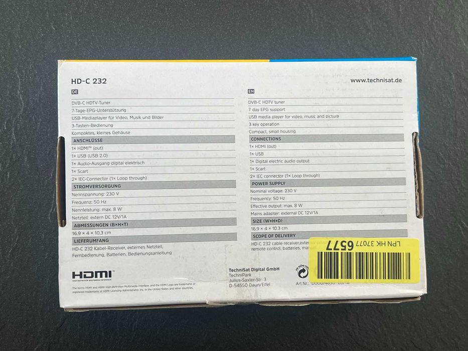 Dekoder TechniSat HD-C 232 odbiornik HDTV