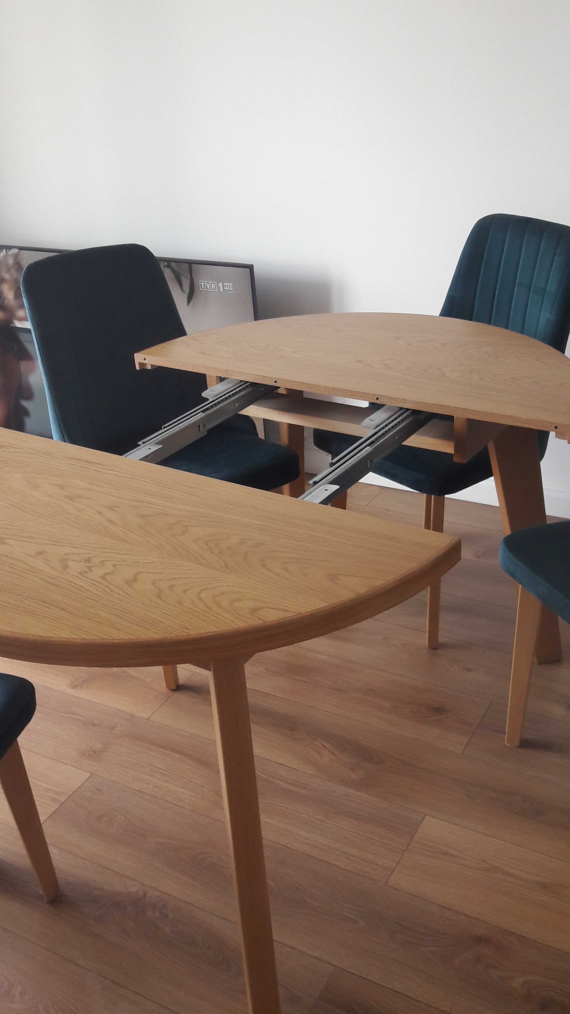 ZESTAW Stół drewniany rozkładany + 4 krzesła. DĄB