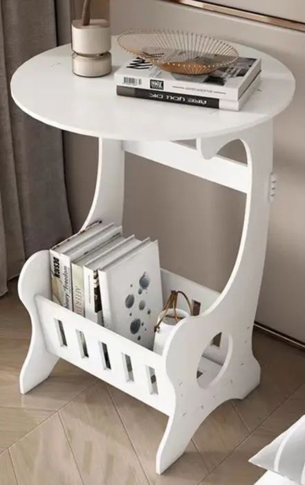 Biały ażurowy organizer/stolik nocny