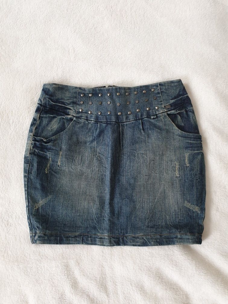 XS spódniczki dżinsowe rozmiar 34 spódnica mini krótka