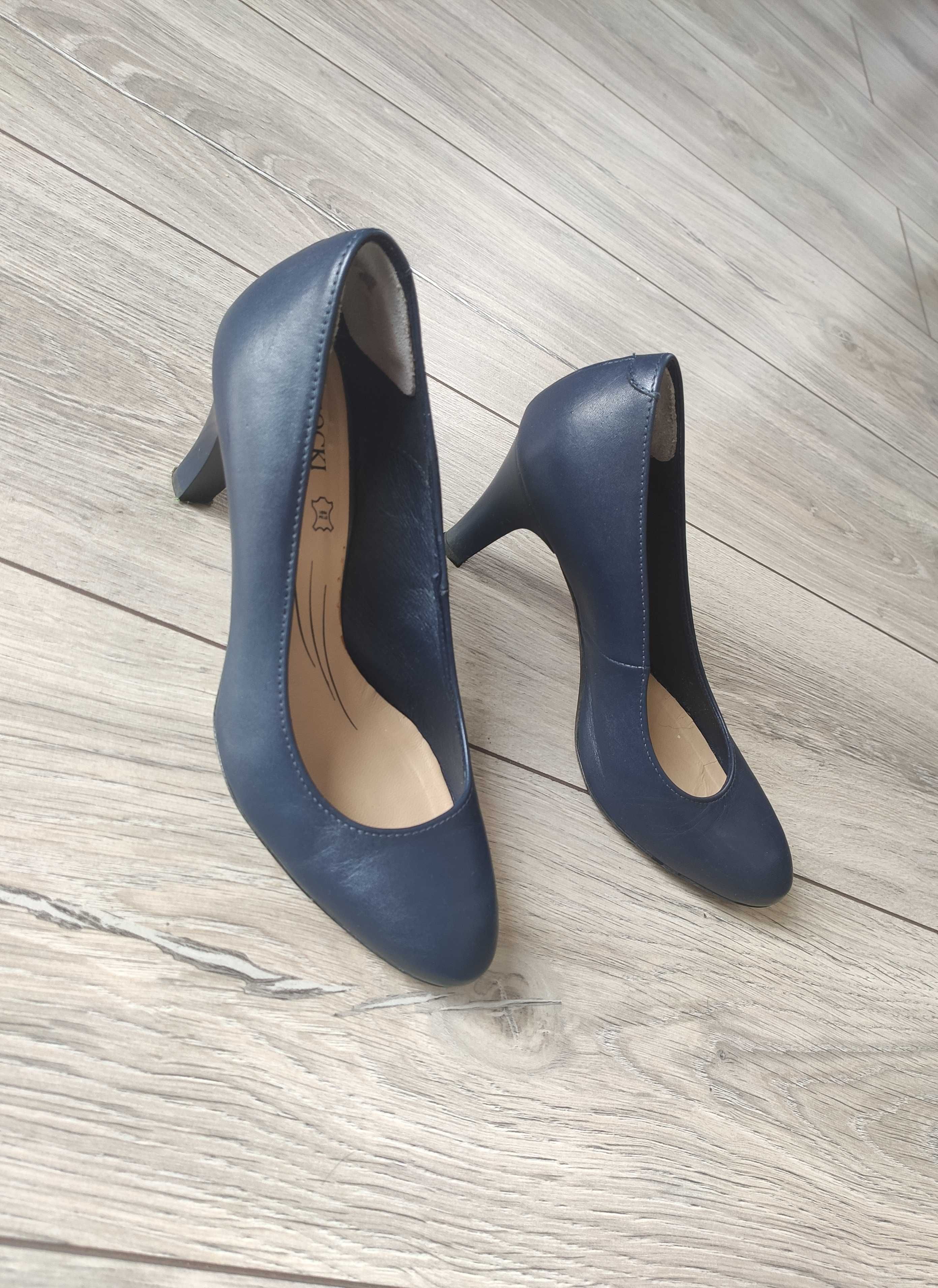 Szpilki Lasocki granatowe buty damskie na obcasie r. 37