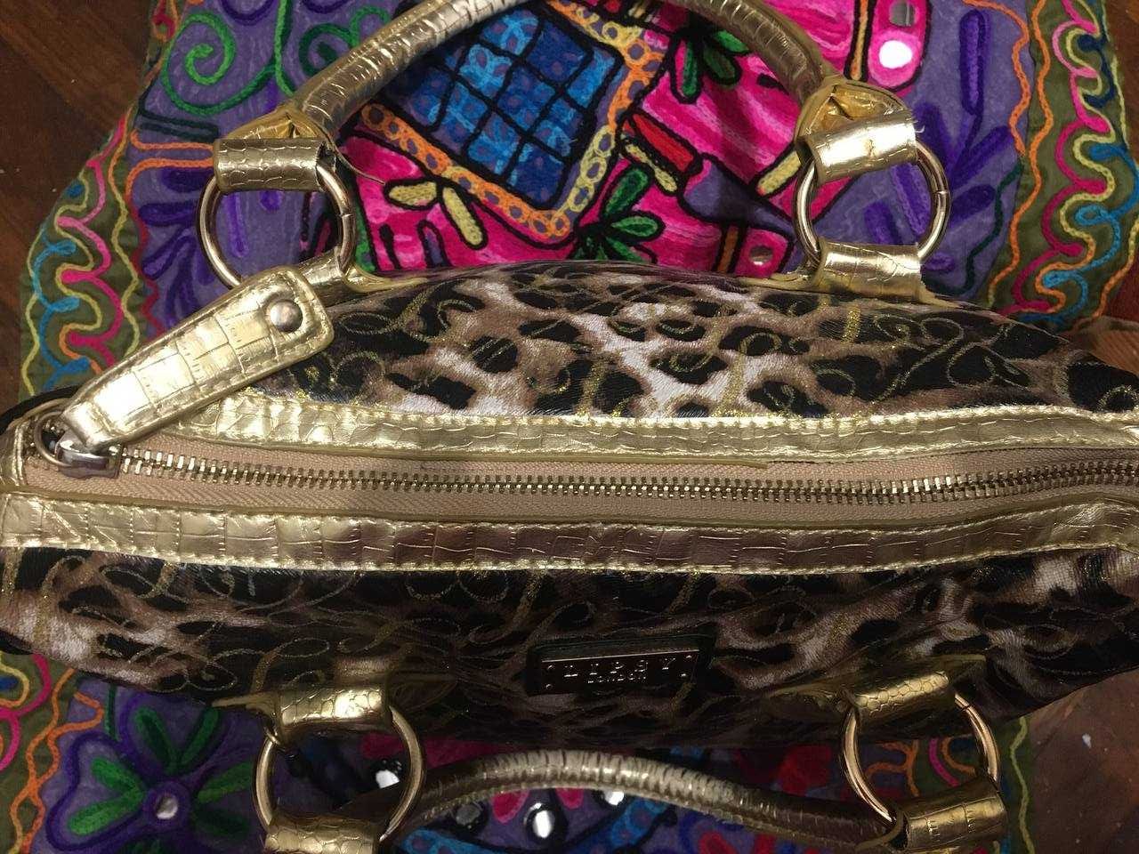 красивая сумка золото + леопард