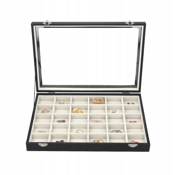 Nowa czarna szkatułka organizer na biżuterię bransoletki