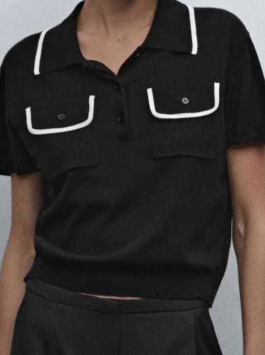 NOWA koszulka polo Massimo Dutti z jedwabiu i bawełny