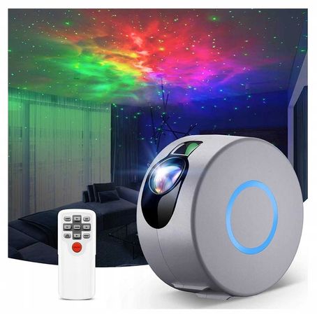 PROJEKTOR GWIAZD LED Laserowy Rzutnik Lampka Nocna Szary