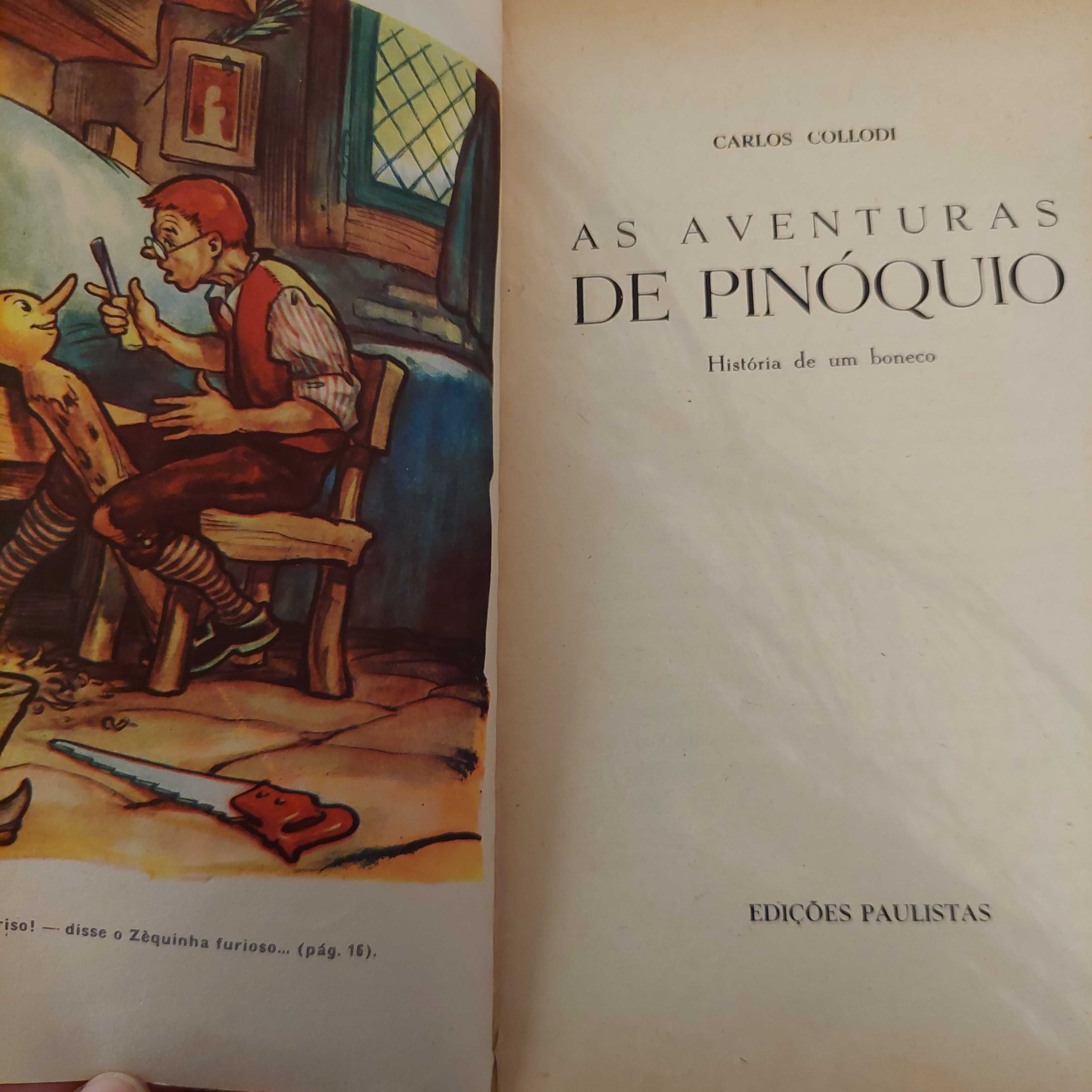 Dois livros As aventuras de Pinóquio, de Catlos Collodi