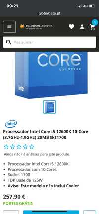 !!! OPORTUNIDADE !!! Processador Intel Core i5 12600K (ler descrição)