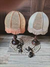 Vintage lampa nocna z rafią w stylu boho