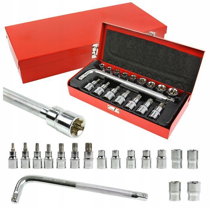 Klucze Nasadowe 17El Nasadki E10 - E24 Bity Torx