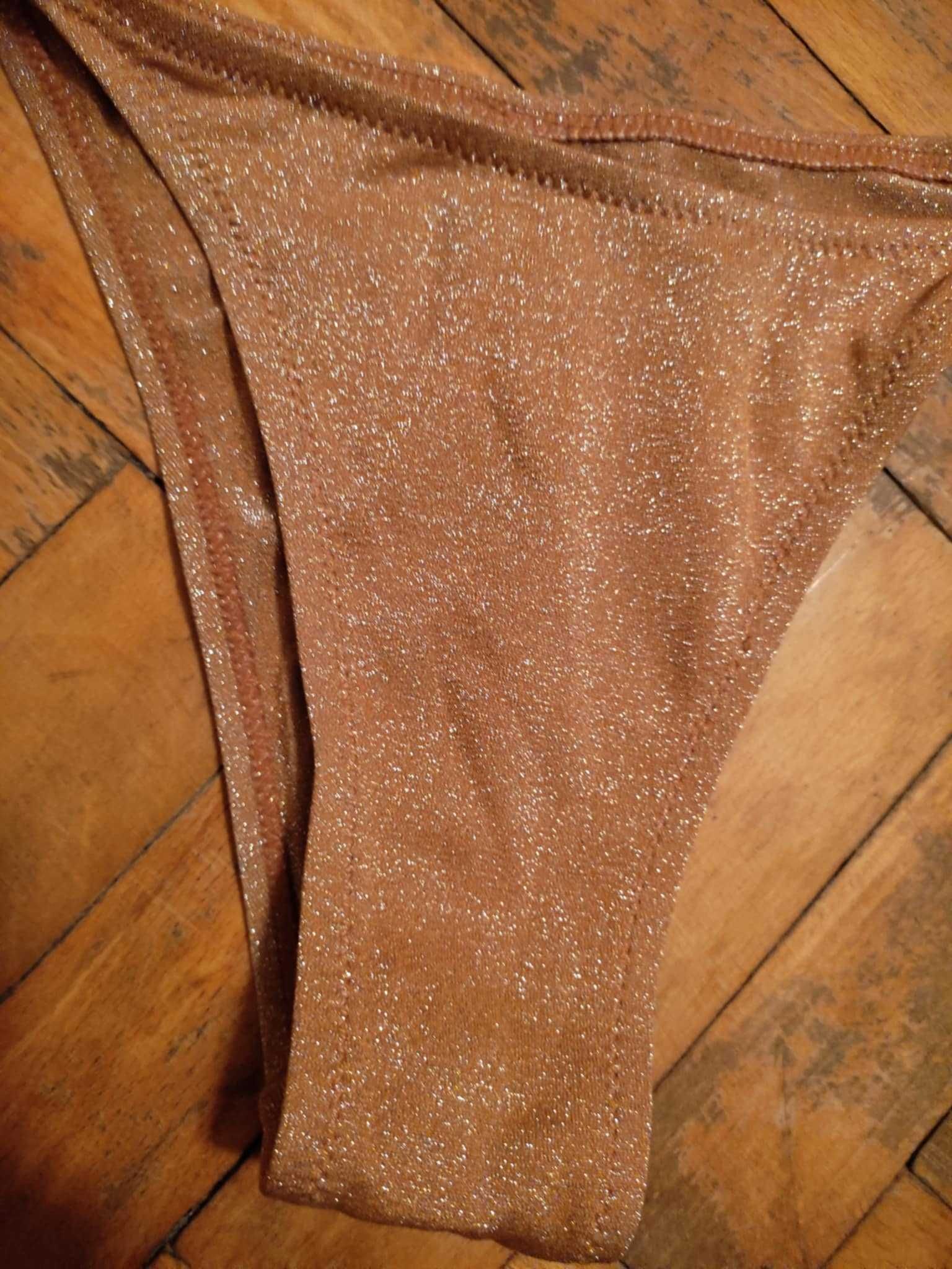 Dwuczęściowy strój kąpielowy bikini złote S 36 stringi