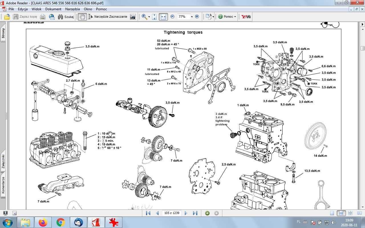 CLAAS ARES 546, 556, 566, 616, 626, 636, 696 instrukcja napraw.