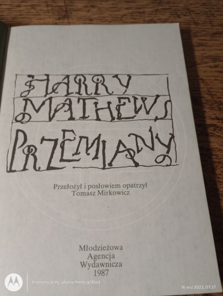 Przemiany. Harry Mathews