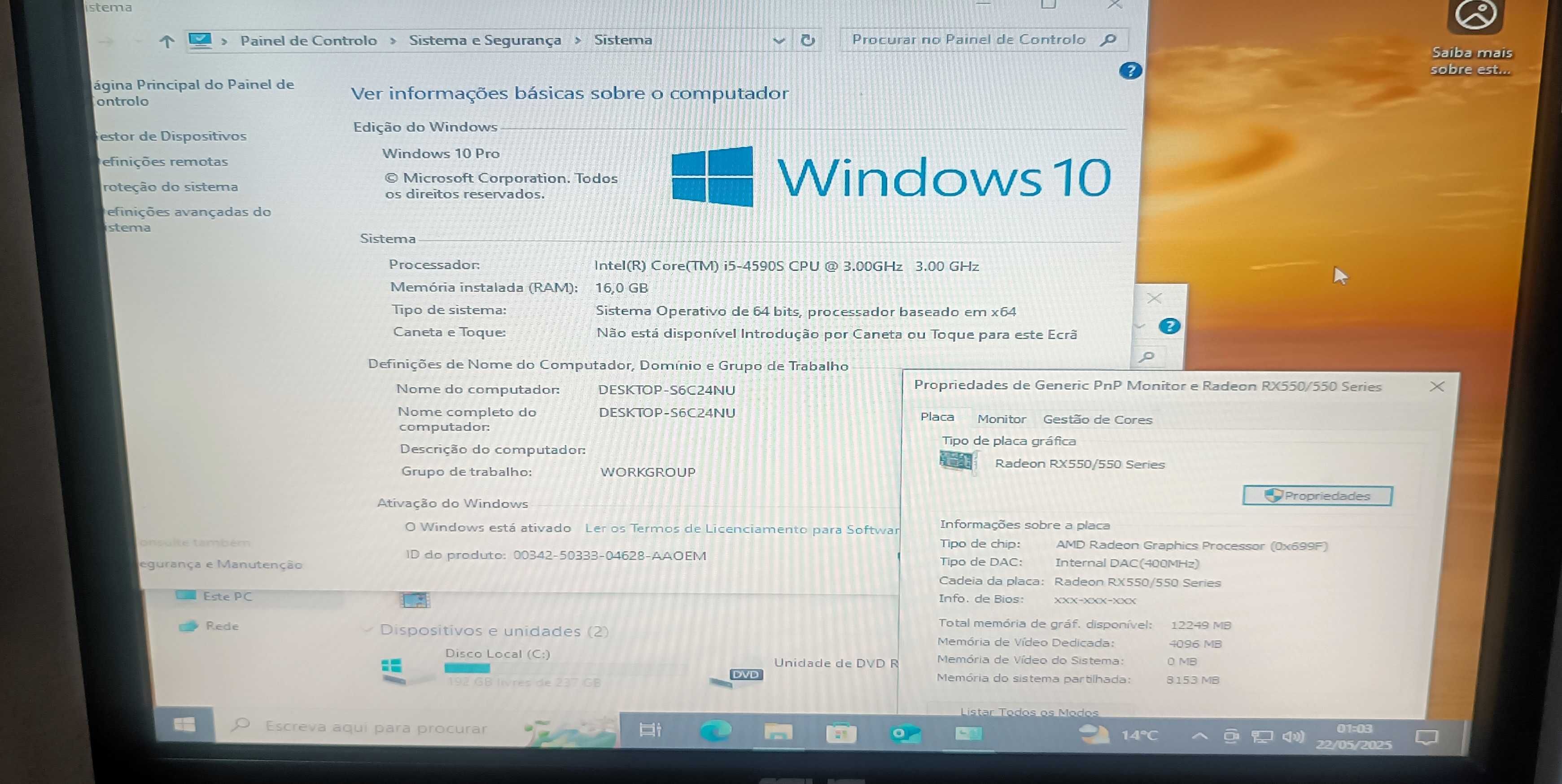 PC Windows i5 Quad-Core/ RX 550 4GB/ SSD/ 16GB RAM + Monitor LG