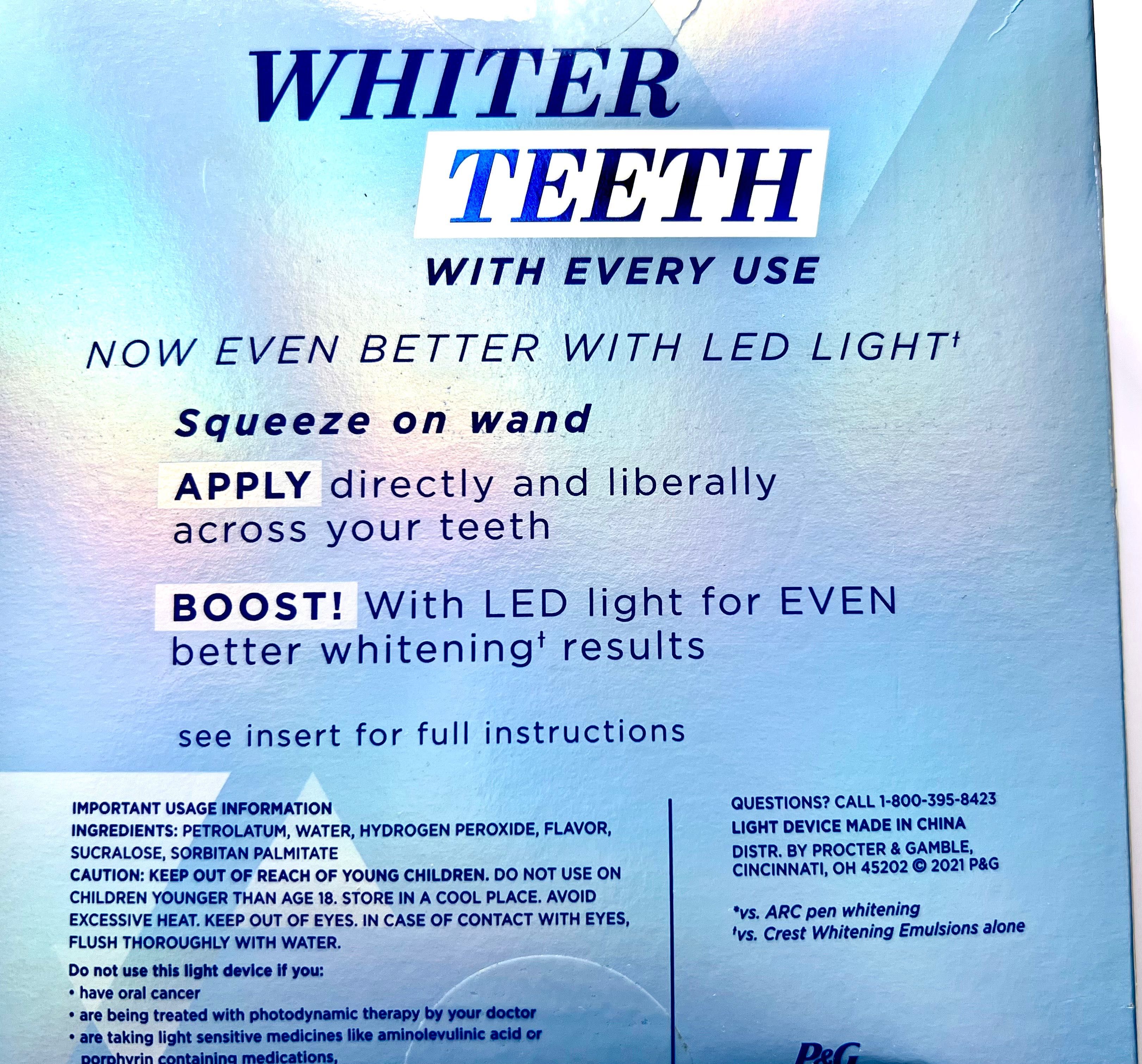 Zestaw Crest do wybielania zębów z lampą Led
