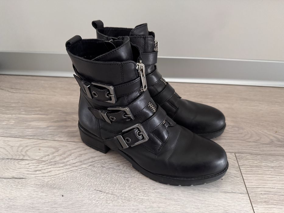 Czarne botki buty jesienne zimowe Gino Rossi 38 jak 39 skóra naturalna