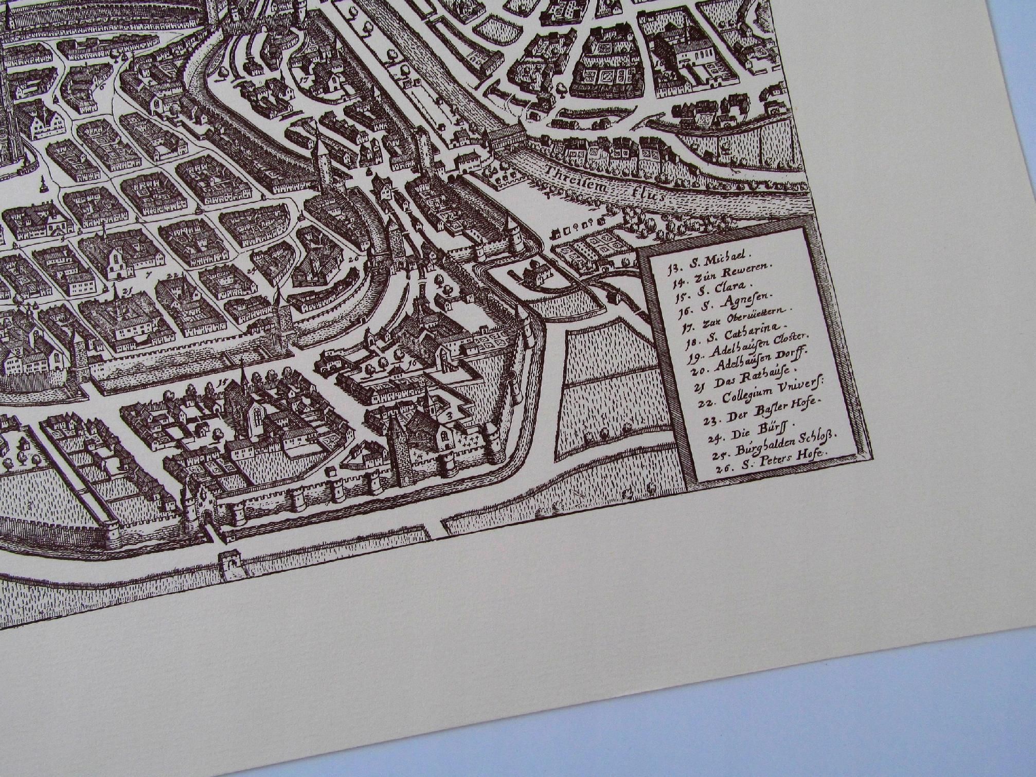 stara mapa grafika widok miasta papier czerpany 15