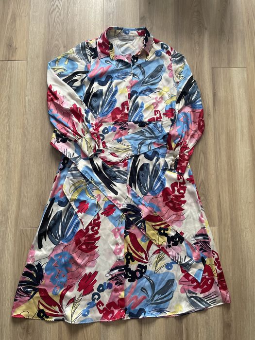 Długa sukienka w kwiatki Verbano Marella z długim rękawem dress