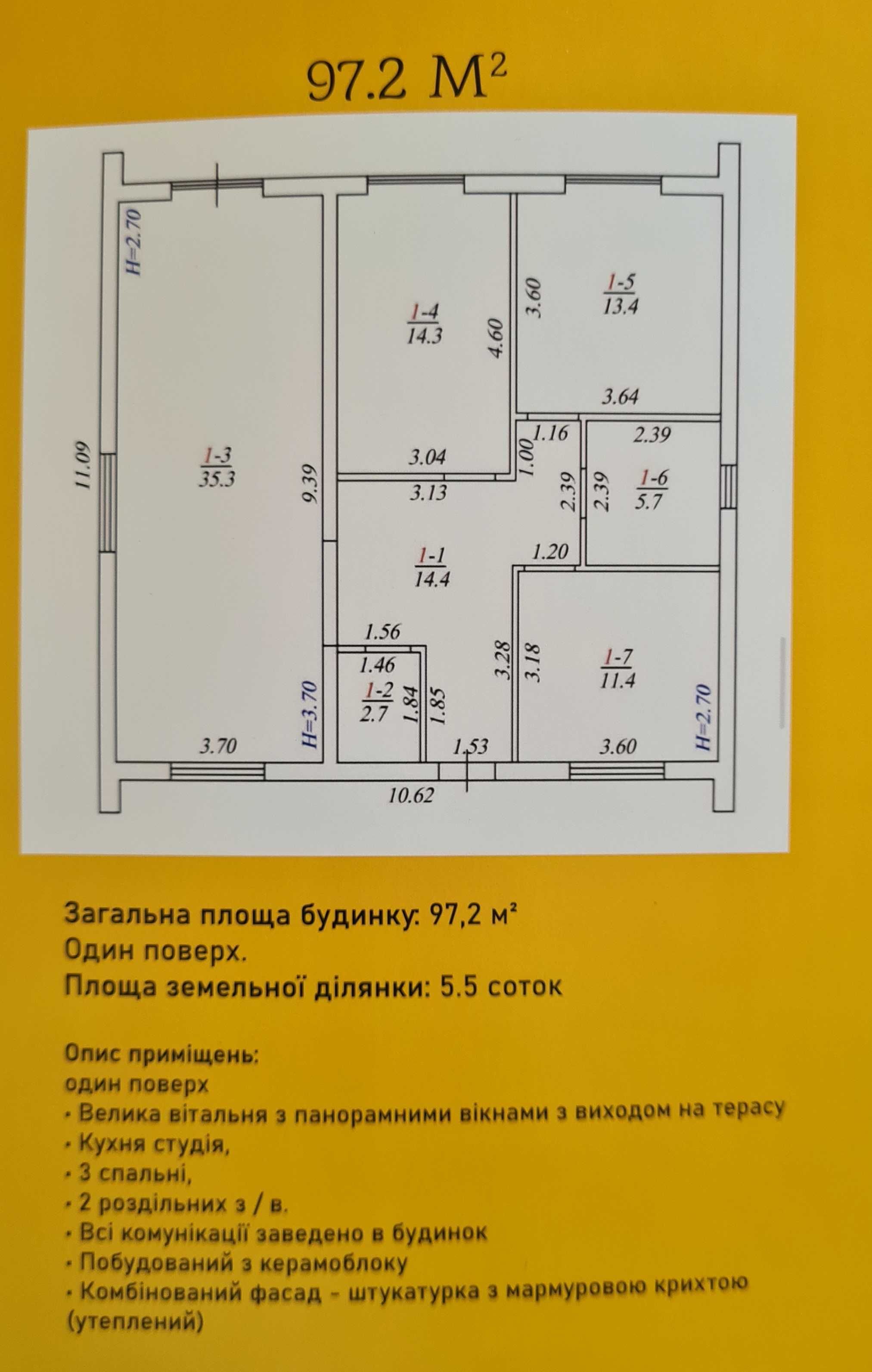 Відділ продажу. Сучасний одноповерховий будинок.