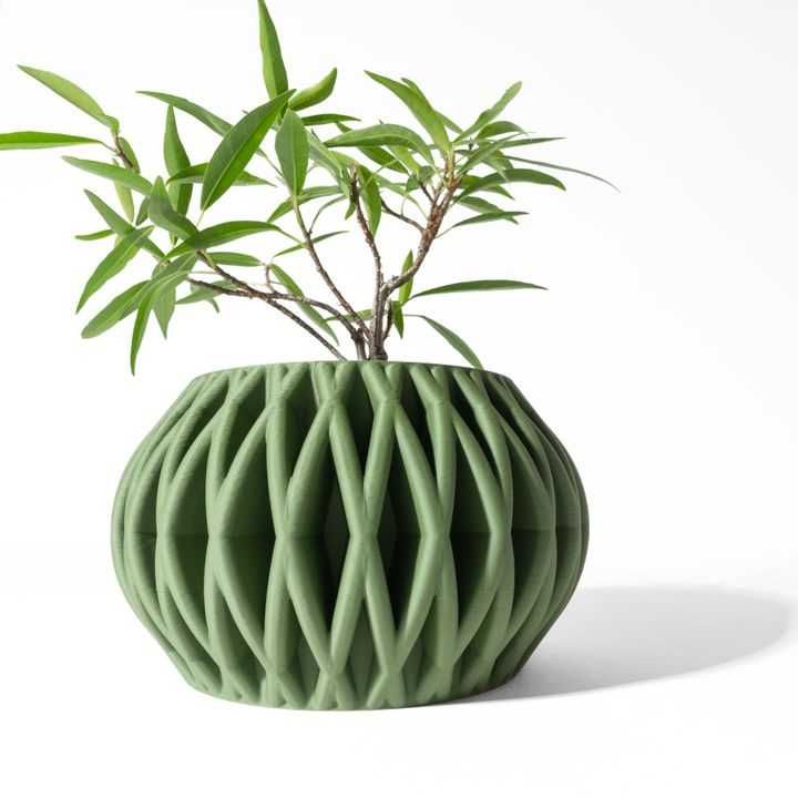 Vaso de Planta Esférico 3D - Padrão Geométrico Único