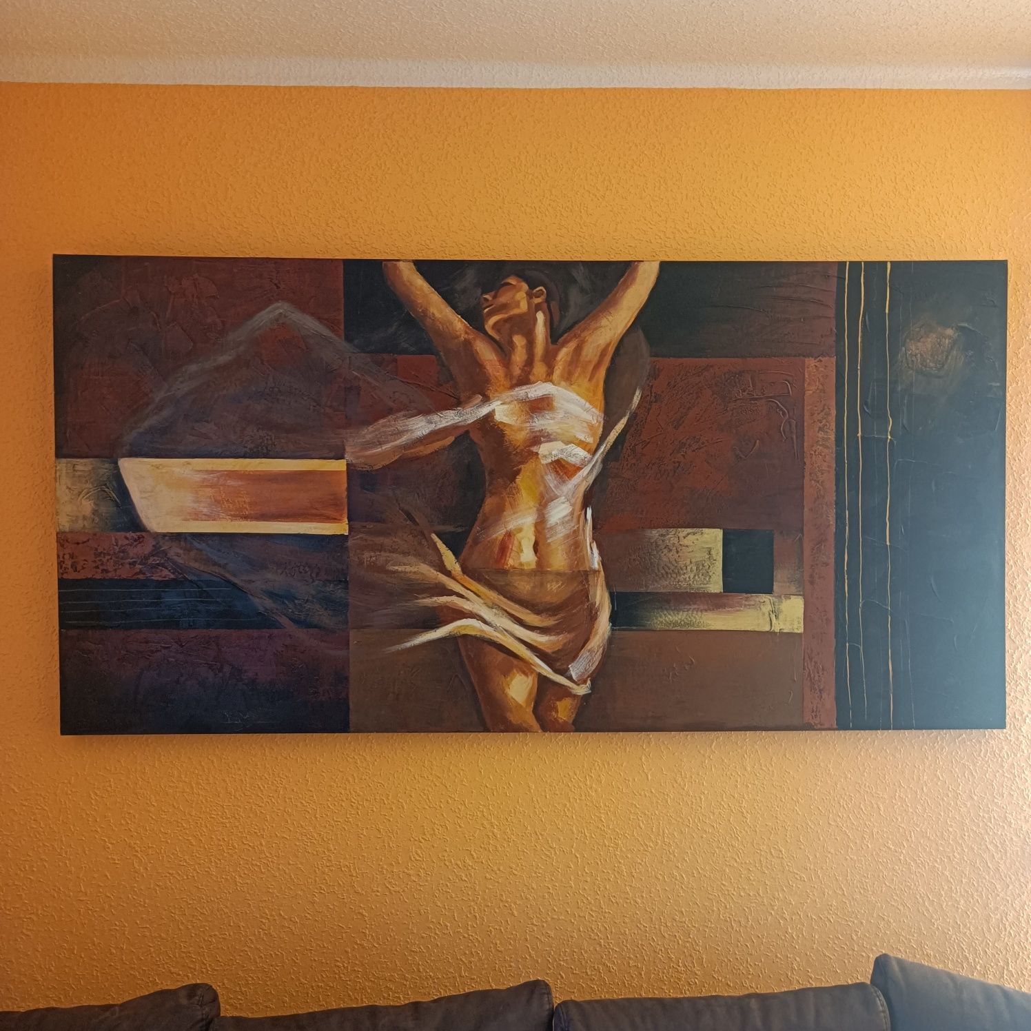 Obraz duży kobieta, akt, 100cmx200cm, akryl
