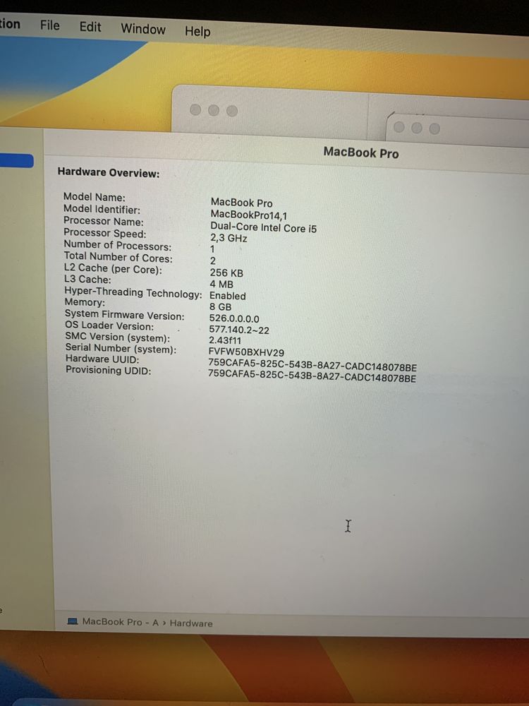 Macbook Pro 13” 2017 8/256