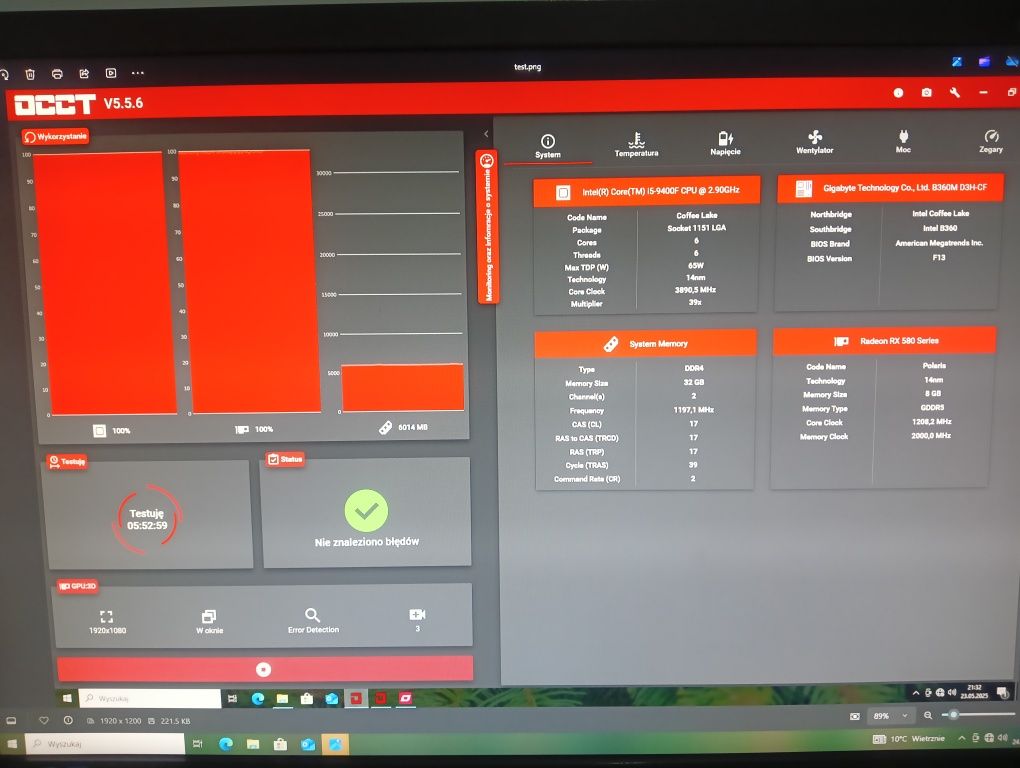 PC gracz i5 9400f, 32gb RAM DDR4, RX 580 8GB