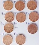 1$00 - 9 moedas série quase completa anos diferentes 69-79