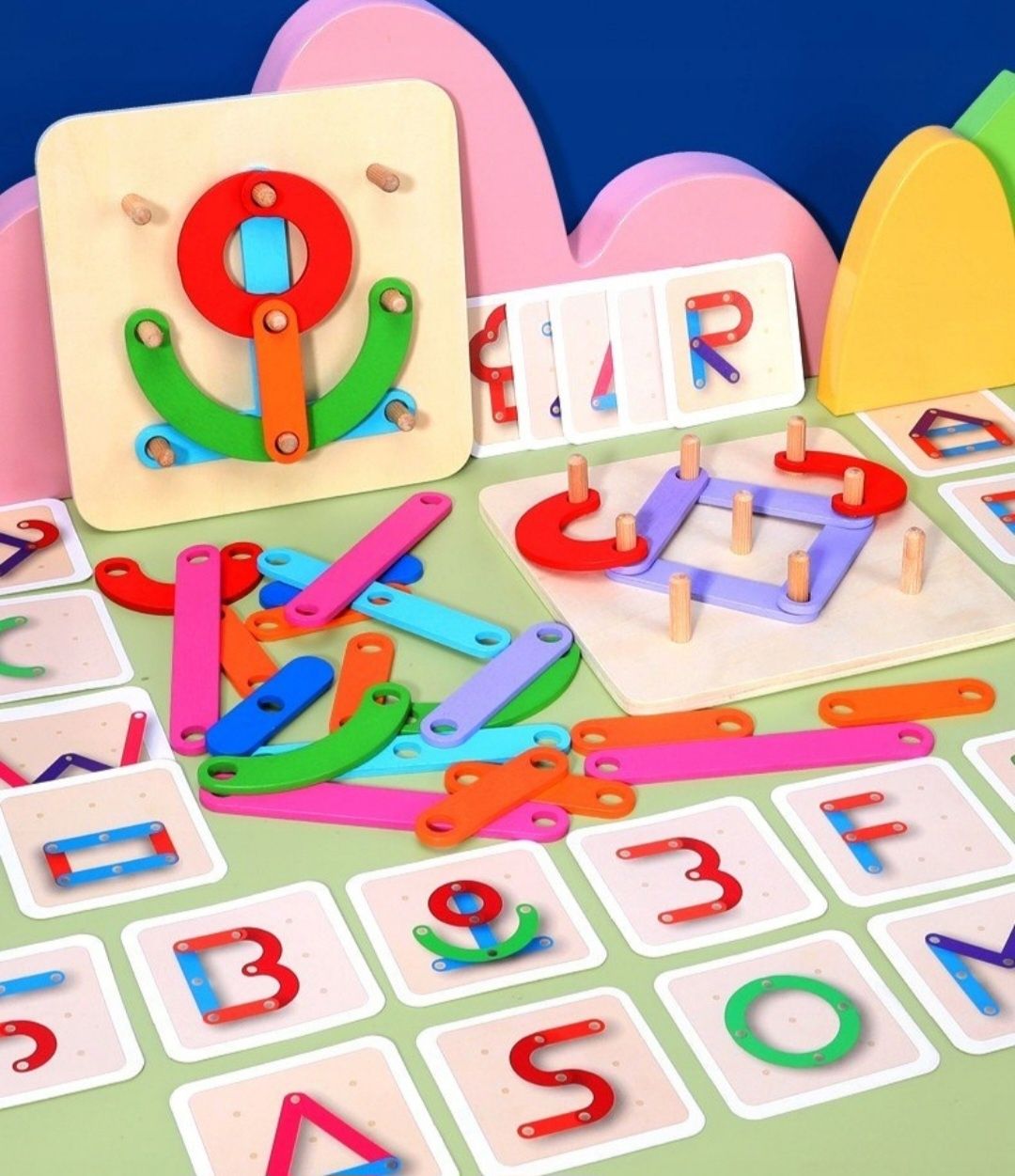 Drewniana ukladanka logiczna Montessori puzzle gra zabawka