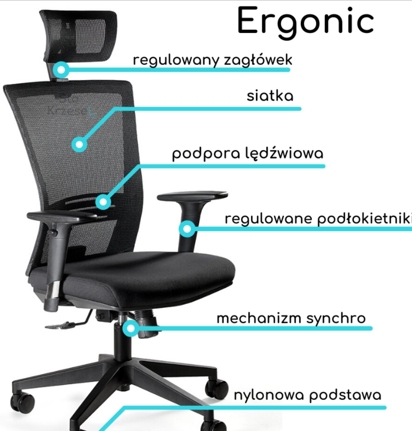 Krzesło biurowe obrotowe ergonomiczne