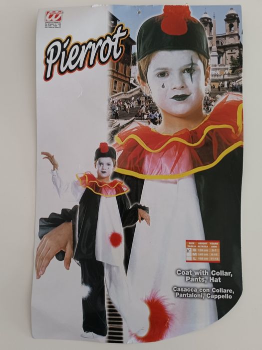 Fato carnaval palhaço Pierrot